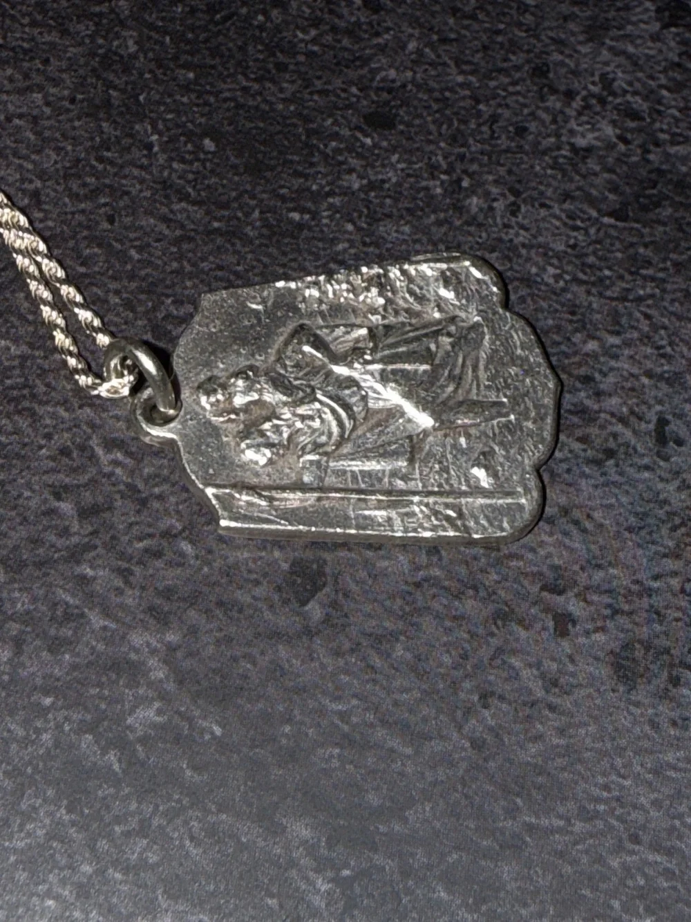 Vintage German Silver St. Christopher Medal- Germany Mid Century Pendant - Picture 10 of 13